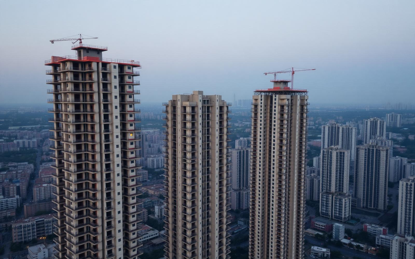 High-rise residential towers built with monolithic aluminium formwork